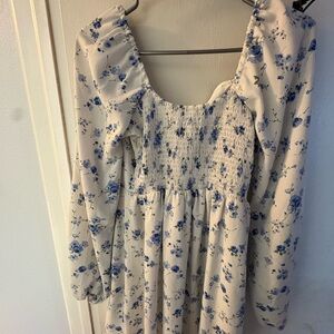 Hollister Blue Floral Smocked Dress